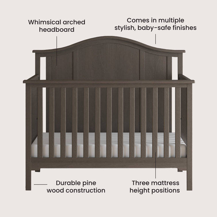 Gray Wooden Convertible Crib and Changing Table Set