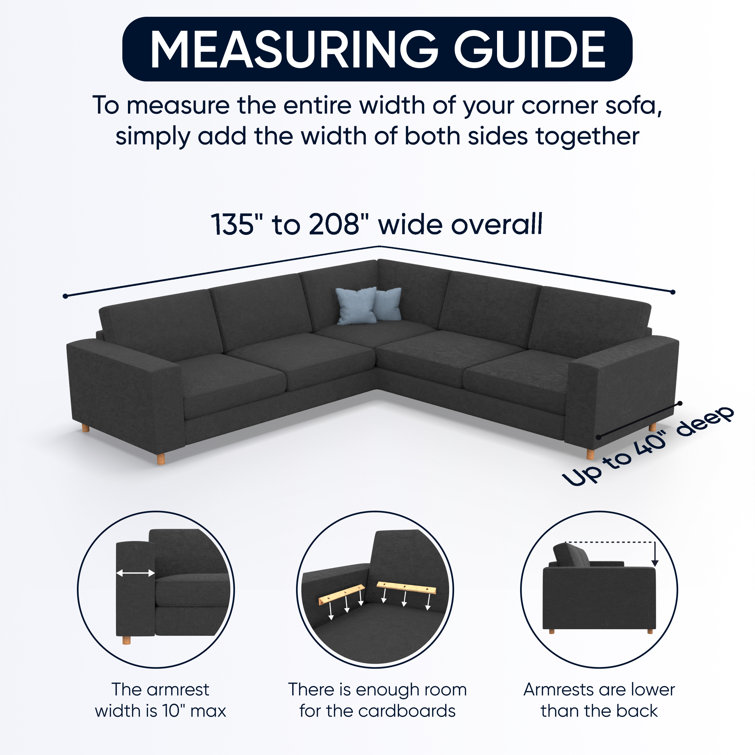 Cream Stretch Polyester Corner Sofa Slipcover