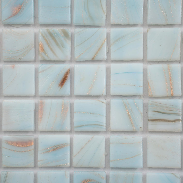 Celestial 12" x 12" Pastel Blue Iridescent Glass Mosaic Tile