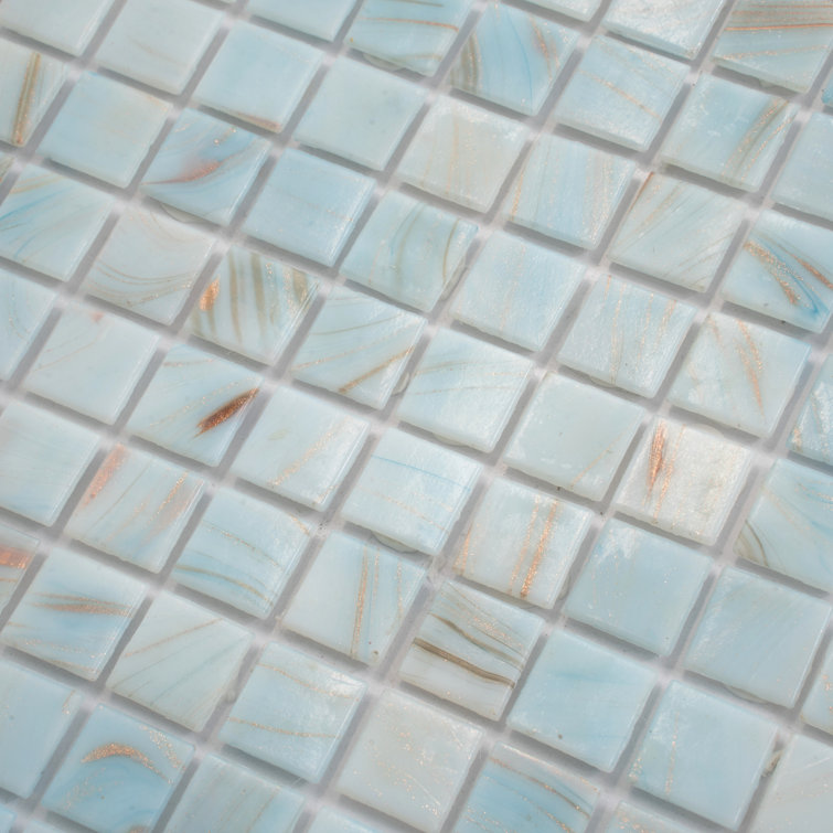 Celestial 12" x 12" Pastel Blue Iridescent Glass Mosaic Tile