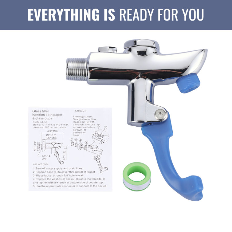 Chrome Wall Mounted Single Handle Pot Filler Faucet