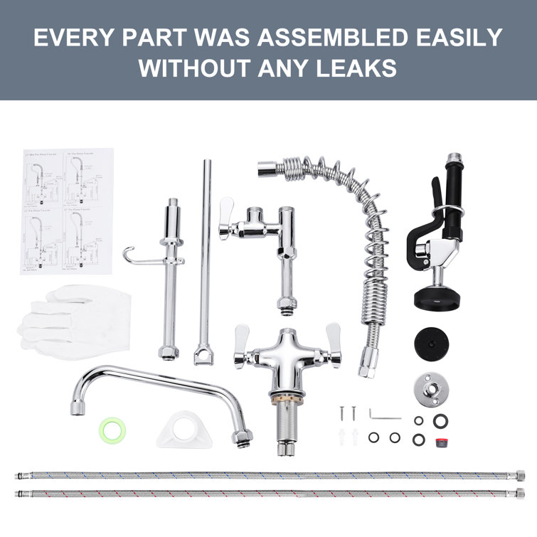 Chrome Triple Handle Pull Down Sprayer Kitchen Faucet