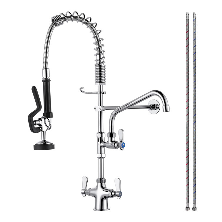Chrome Triple Handle Pull Down Sprayer Kitchen Faucet