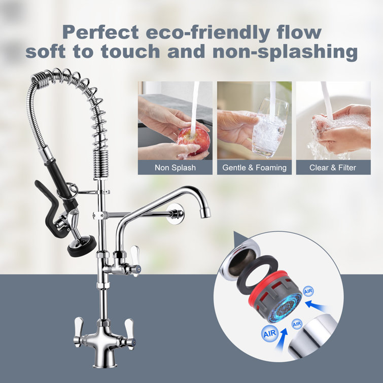 Chrome Triple Handle Pull Down Sprayer Kitchen Faucet