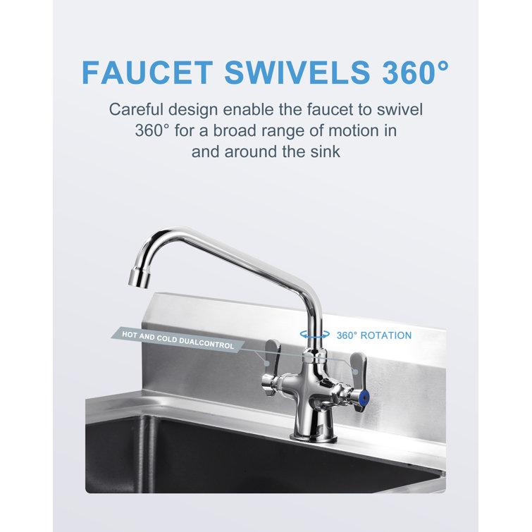 Polished Chrome Double Handle High-Arc Kitchen Faucet