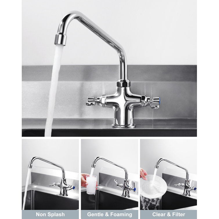 Polished Chrome Double Handle High-Arc Kitchen Faucet