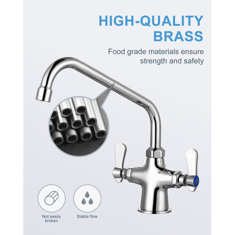 Polished Chrome Double Handle High-Arc Kitchen Faucet