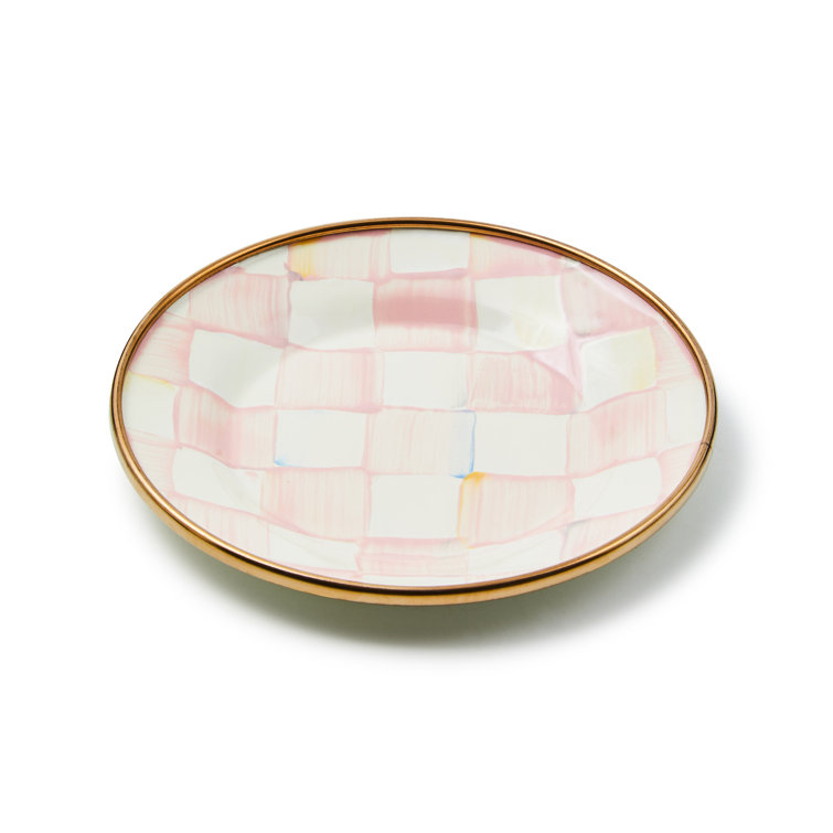 Pink and White Hand-Painted Ceramic Appetizer Plates Set of 4