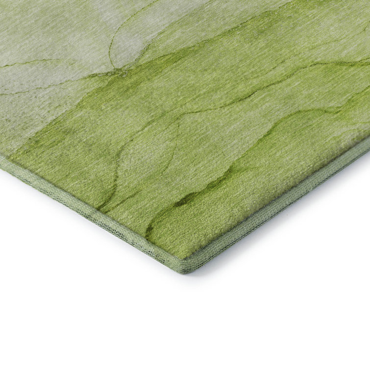 Green 8' x 10' Washable Synthetic Rectangular Rug