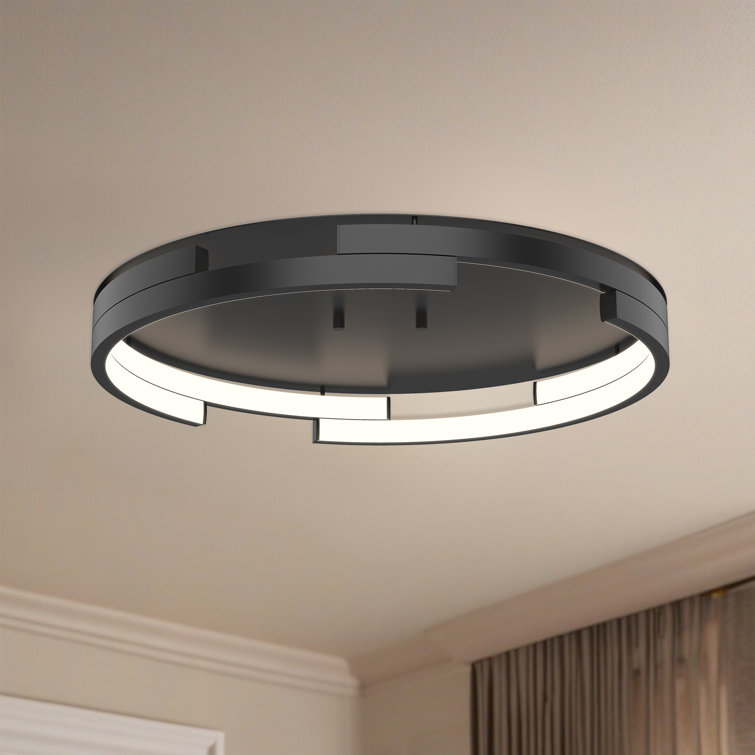 Anello Minor 19" Black LED Flush Mount with Brushed Nickel