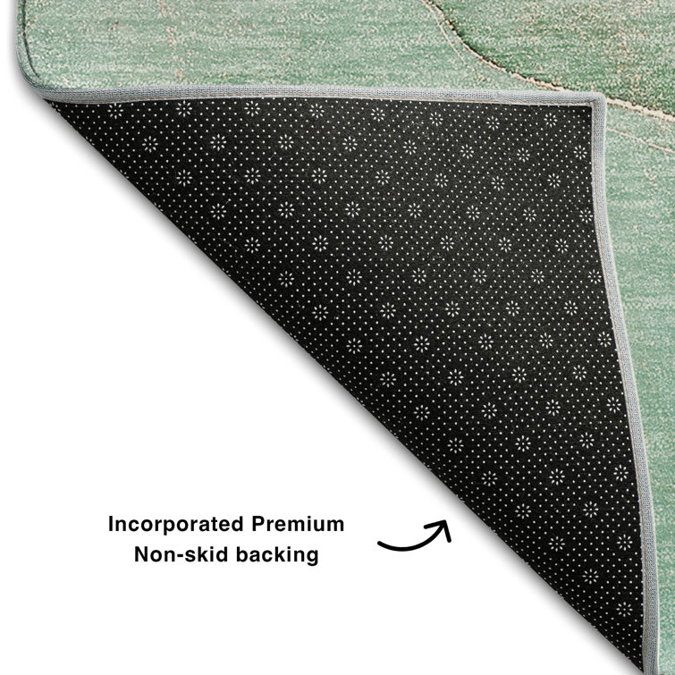 Teal Rectangular Washable Synthetic Area Rug 30" x 20"