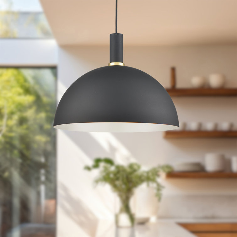 Archibald 12" Black and Gold Aluminum Bowl Pendant Light
