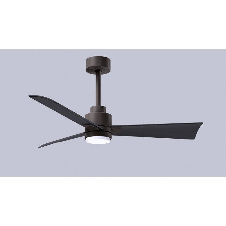 42" Textured Bronze Ceiling Fan with Matte Black Blades and LED Light