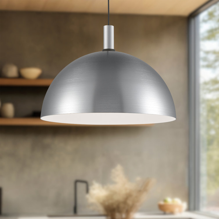Archibald Brushed Nickel 16" Aluminum Bowl Pendant Light