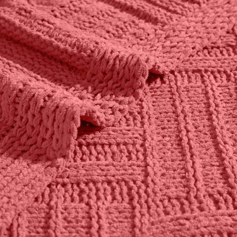 Coral Knitted Faux Fur Reversible Throw Blanket, 50" x 60"