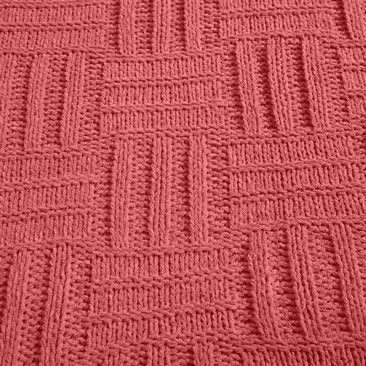 Coral Knitted Faux Fur Reversible Throw Blanket, 50" x 60"