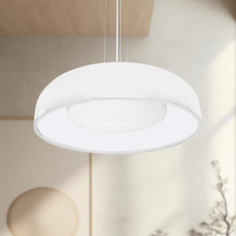 Beacon Contemporary White LED Glass Pendant Light 20"