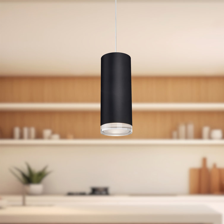 Cameo Sleek Chic Black LED Pendant with Brushed Nickel Accents