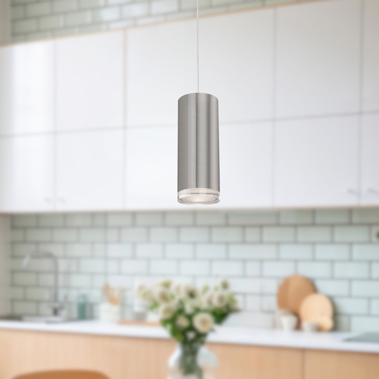 Brushed Nickel 7.5" LED Pendant Light with Crystal Accent