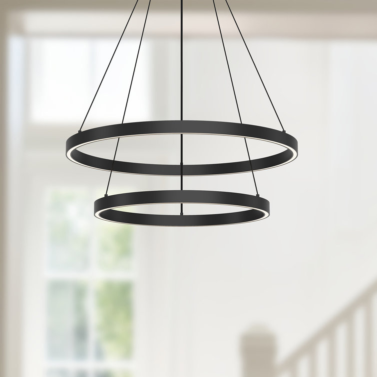 Cerchio Matte Black 87W LED Wagon Wheel Chandelier