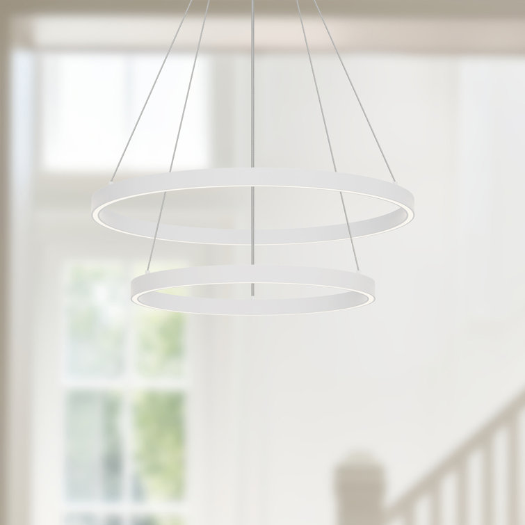 White 24" Dimmable LED Wagon Wheel Chandelier