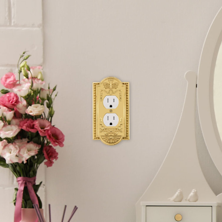 Vintage Brass 1-Gang Duplex Outlet Wall Plate