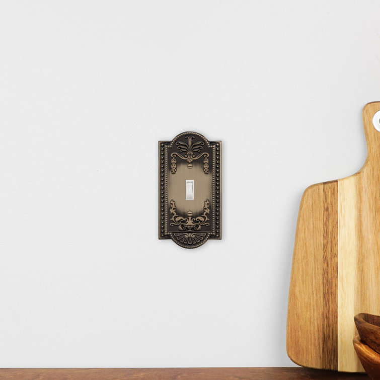 Antique Brass Vintage Art Deco 1-Gang Toggle Switch Plate