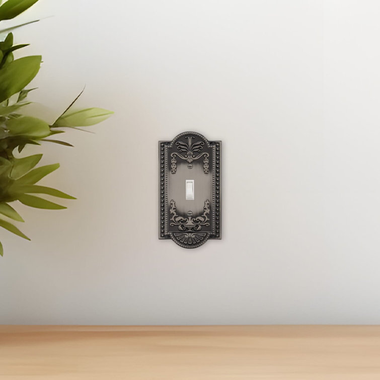 Antique Pewter 1-Gang Metal Toggle Switch Plate