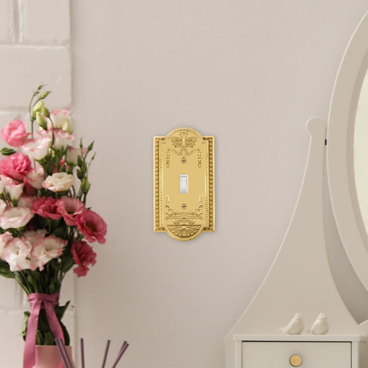 Polished Brass Vintage Art Deco 1-Gang Toggle Switch Plate