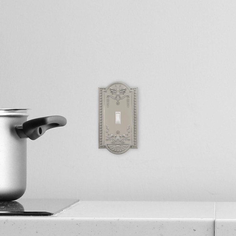 Satin Nickel Vintage Art Deco Metal Toggle Switch Plate