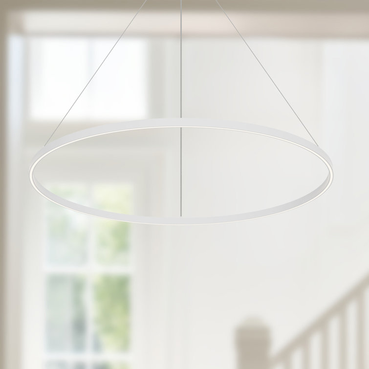Cerchio Sleek White Aluminum LED Chandelier 47"
