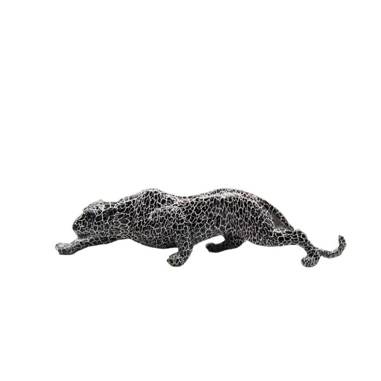 Modern Black and White Resin Leopard Statue