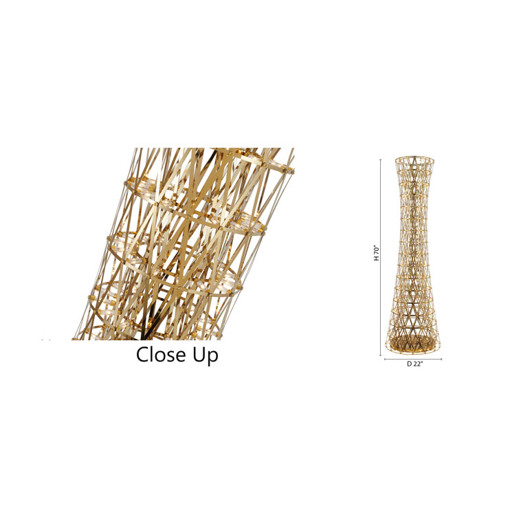 Bethel 70'' White and Gold Stainless Steel LED Floor Lamp