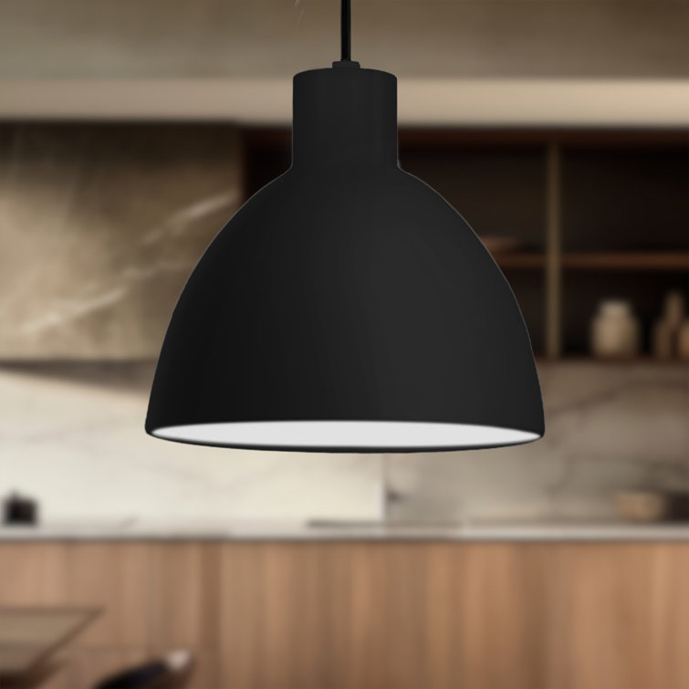 Black LED Bowl Pendant Light with Metal Shade