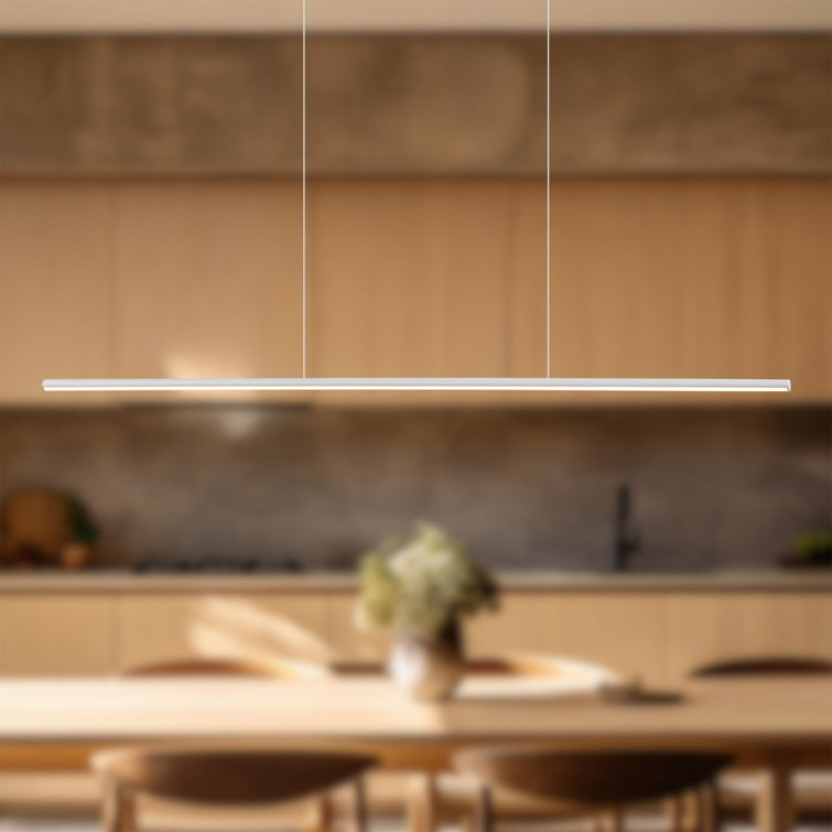 Sleek Black Aluminum LED Kitchen Island Pendant, 47.25 in