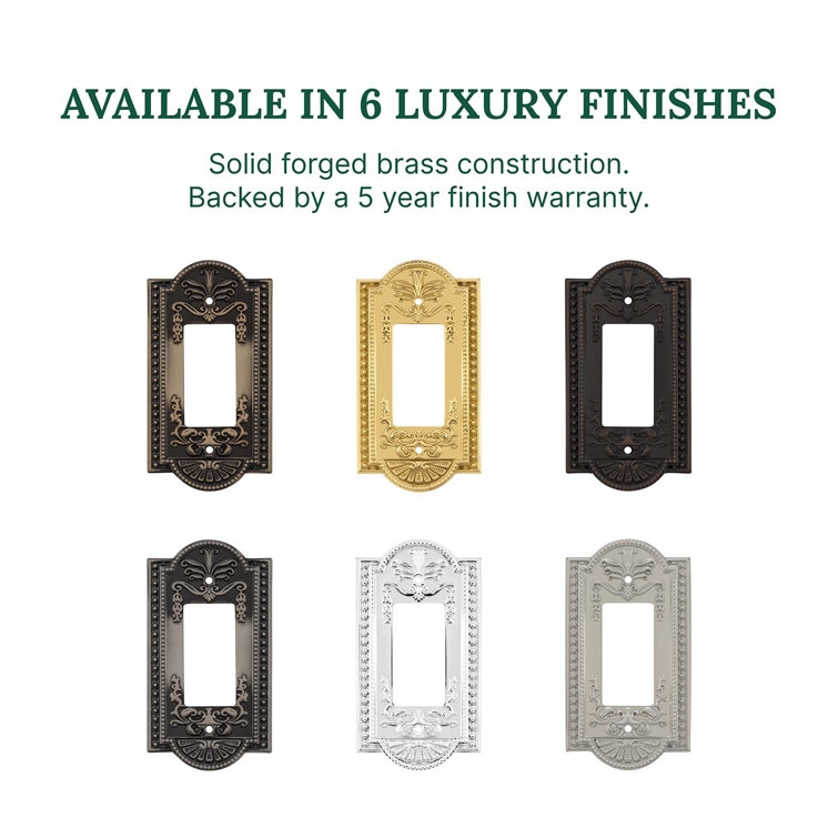 Polished Brass Vintage 1-Gang Metal Rocker Wall Plate