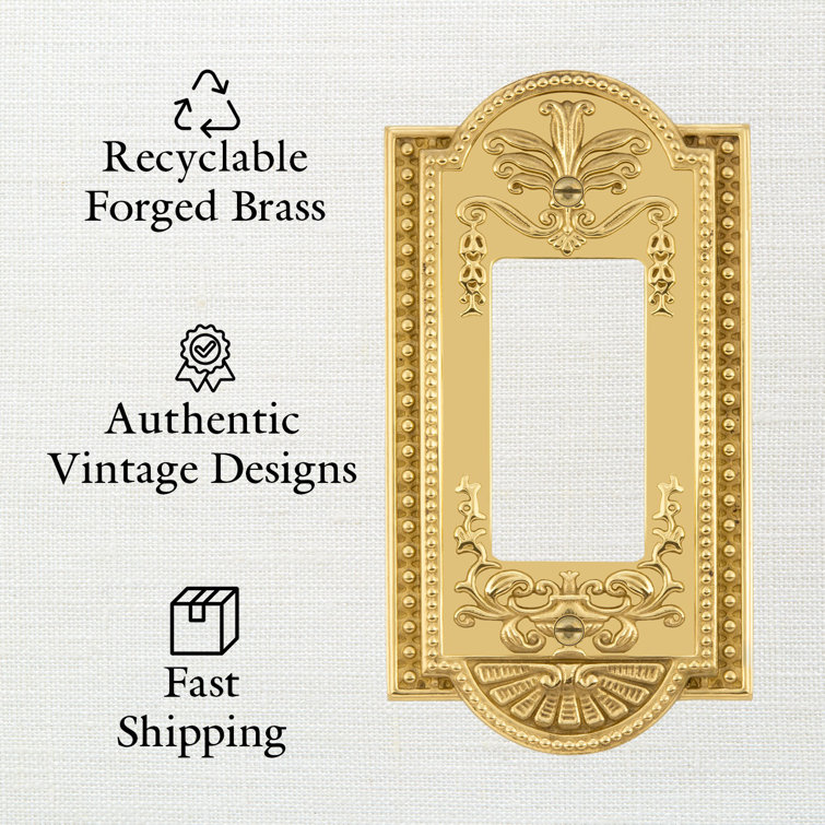 Antique Brass 2-Gang Metal Duplex Outlet Wall Plate