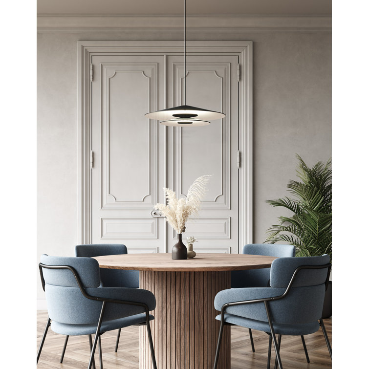 Cruz Geometric LED Pendant in Black with Soft Shaped Glass