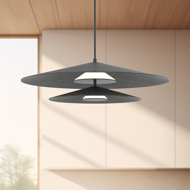 Cruz Geometric LED Pendant in Black with Soft Shaped Glass