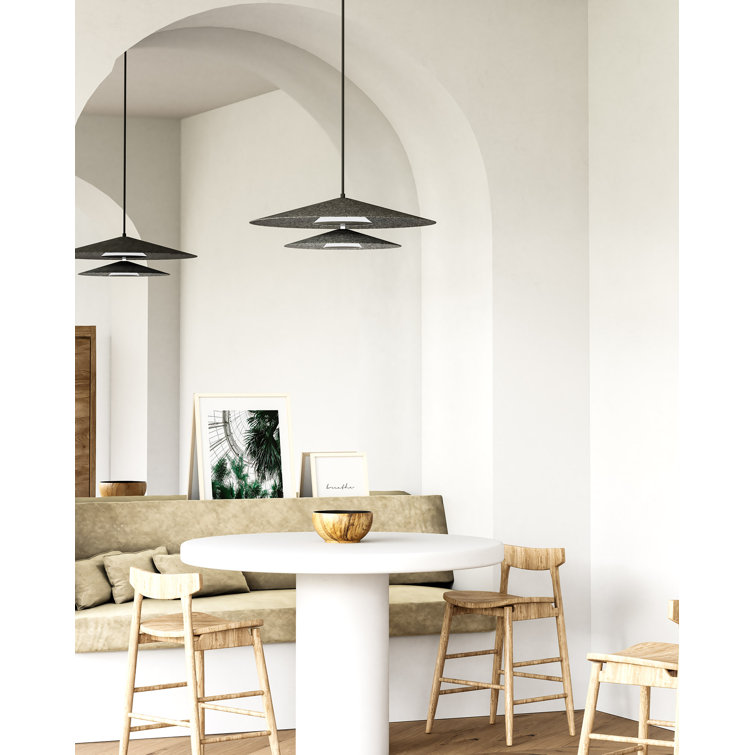 Cruz Geometric LED Pendant in Black with Soft Shaped Glass