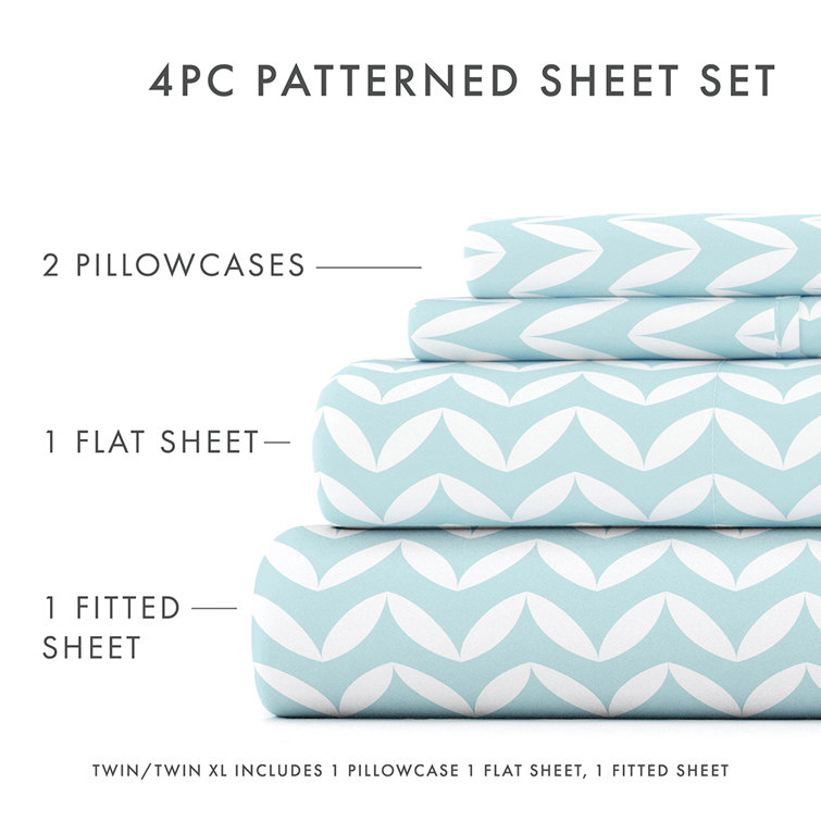 Light Blue Chevron Queen Microfiber Sheet Set