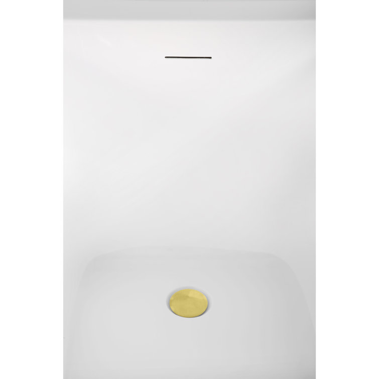 51" Glossy White Acrylic Freestanding Bathtub with Polished Gold Trim