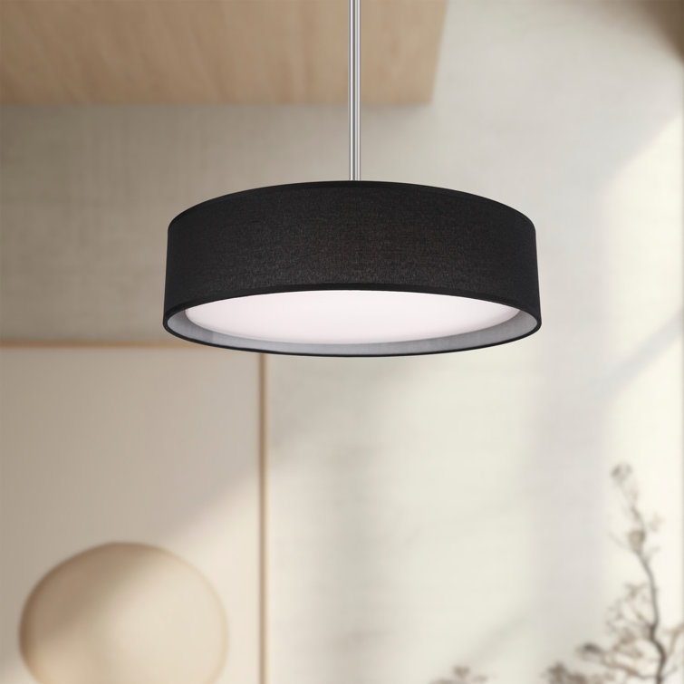 Dalton 16" Brushed Nickel LED Pendant with Black Textured Shade