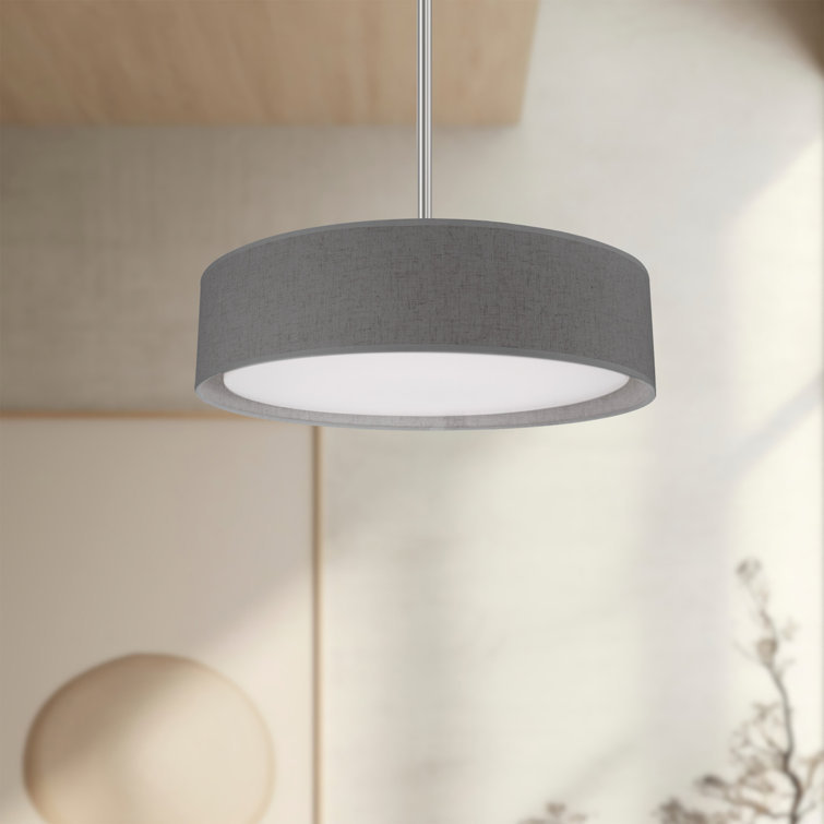Dalton Gray Linen Textured LED Drum Pendant Light