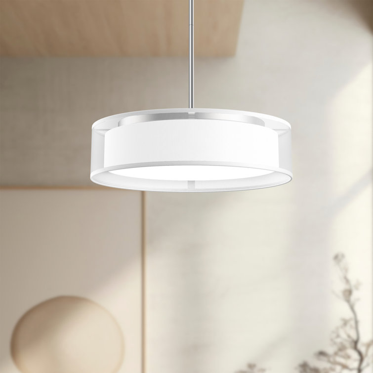Dalton 16" White Organza LED Drum Pendant Light