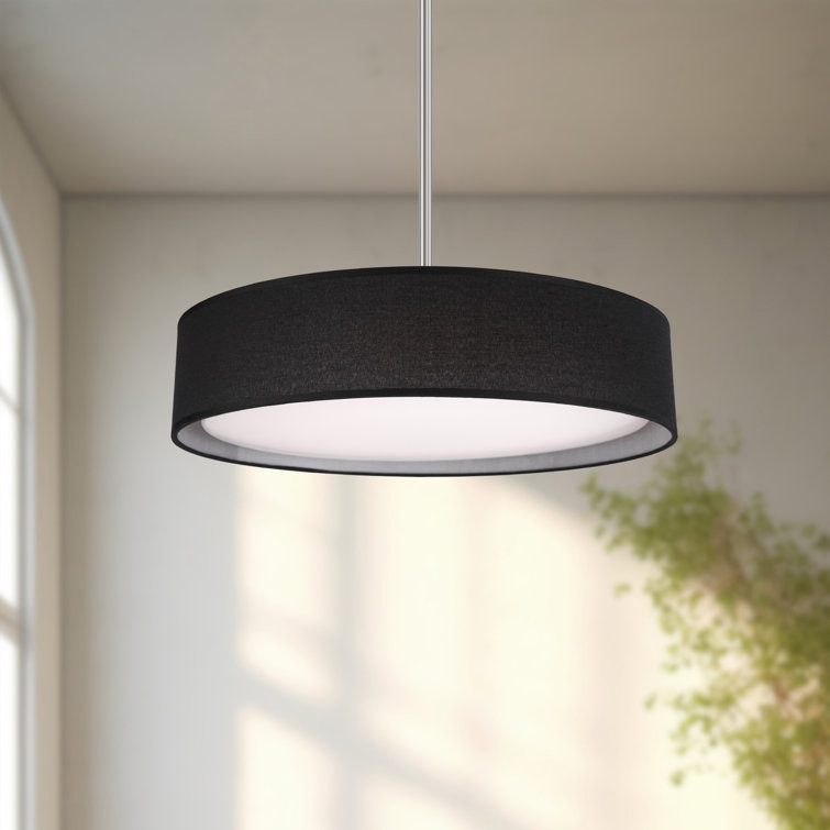 Brushed Nickel Glass Drum LED Pendant Light