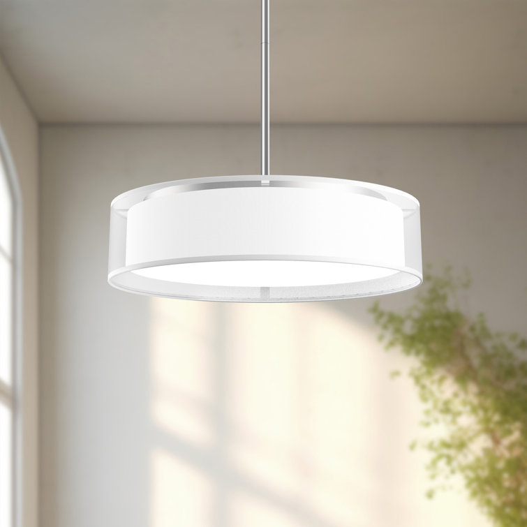 Dalton 20" Brushed Nickel LED Pendant with White Organza Shade