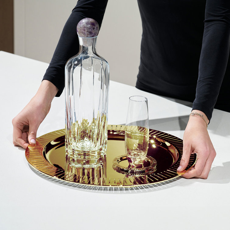 Gold Stainless Steel Round Serving Tray
