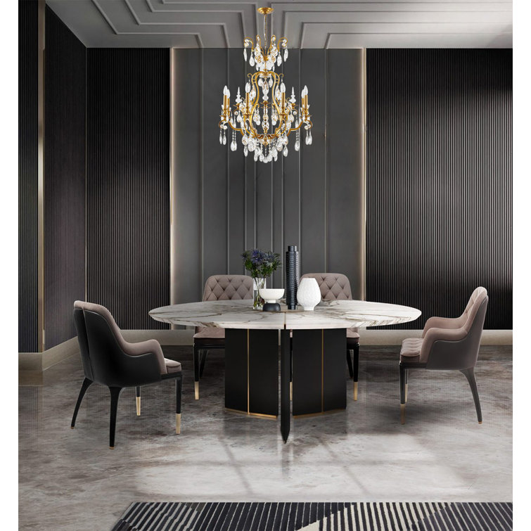 Antique Brass and Crystal 9-Light Empire Chandelier
