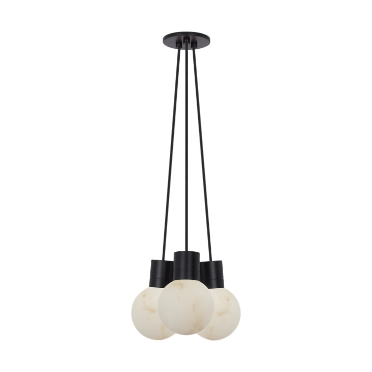 Black Alabaster 3-Light LED Chandelier with Adjustable Cord